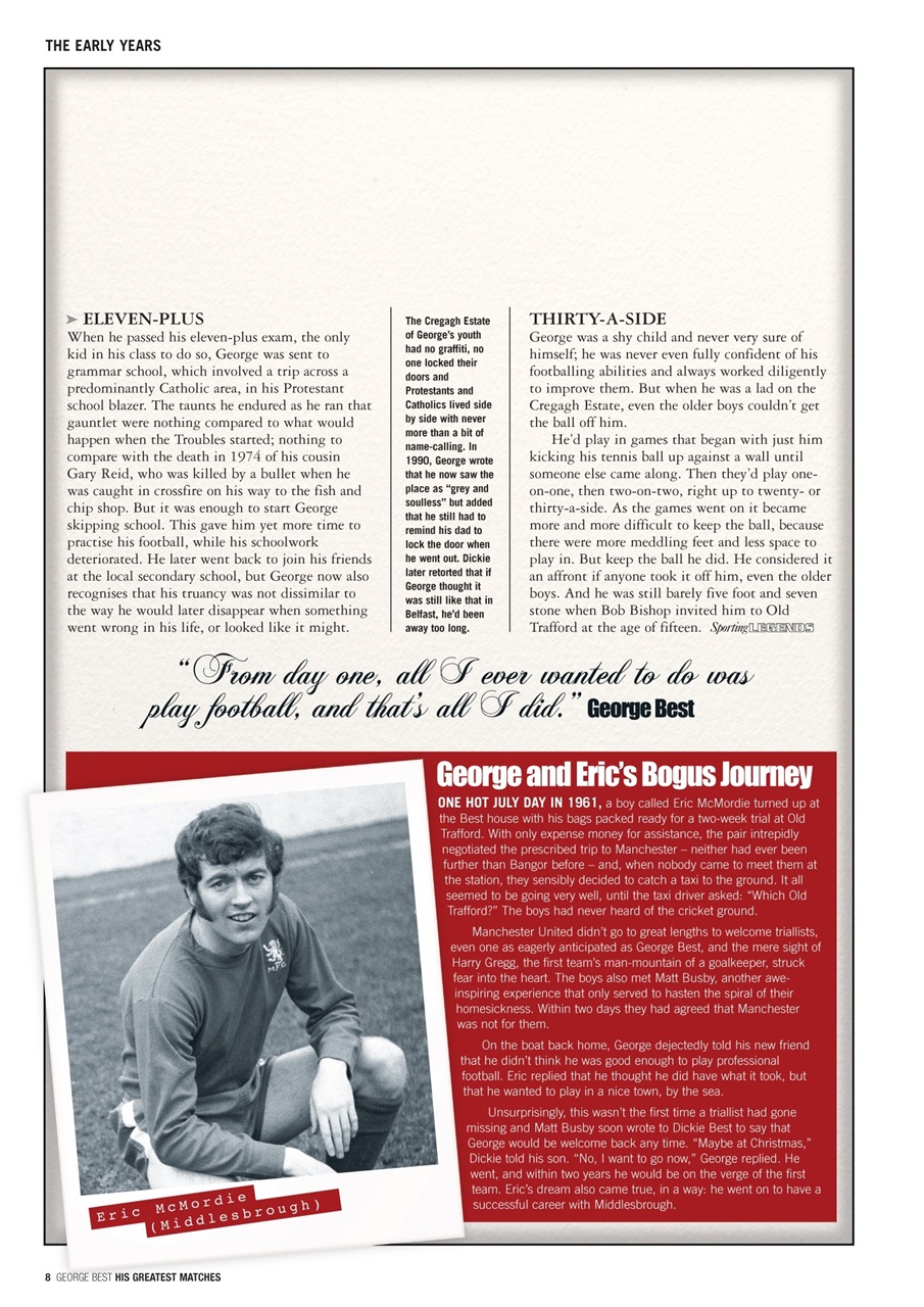 George Best his Greatest Matches Preview Pages