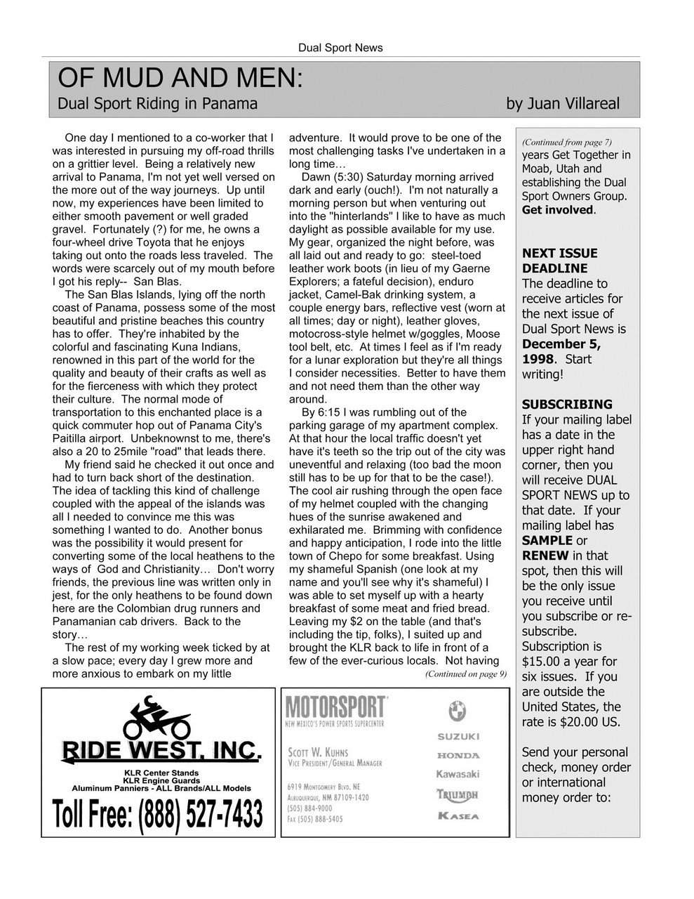 Adventure Motorcycle Preview Pages