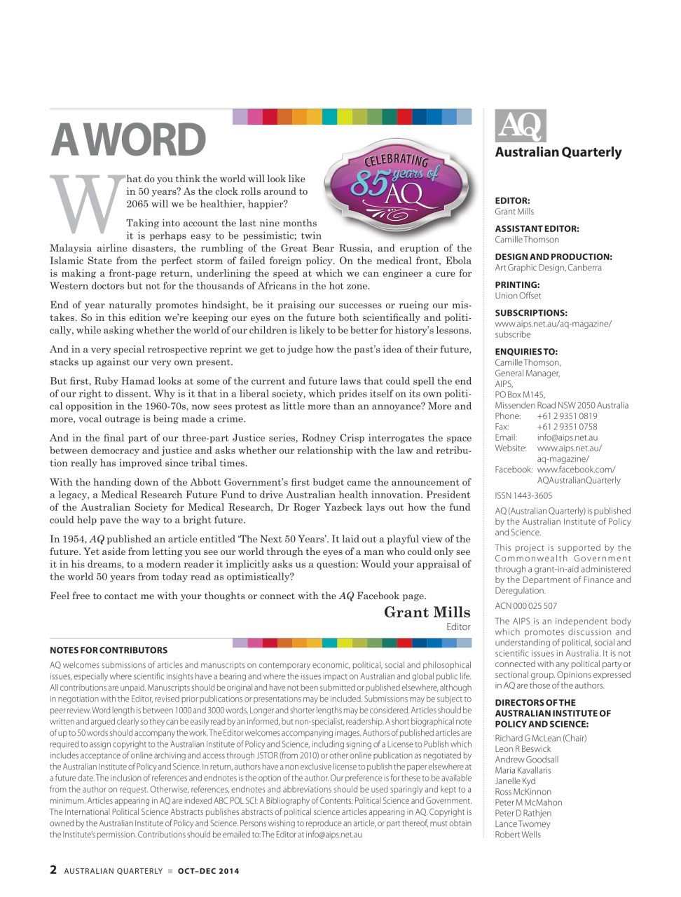 AQ: Australian Quarterly Preview Pages