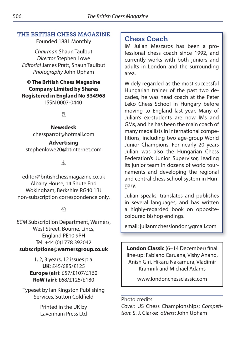 British Chess Magazine Preview Pages