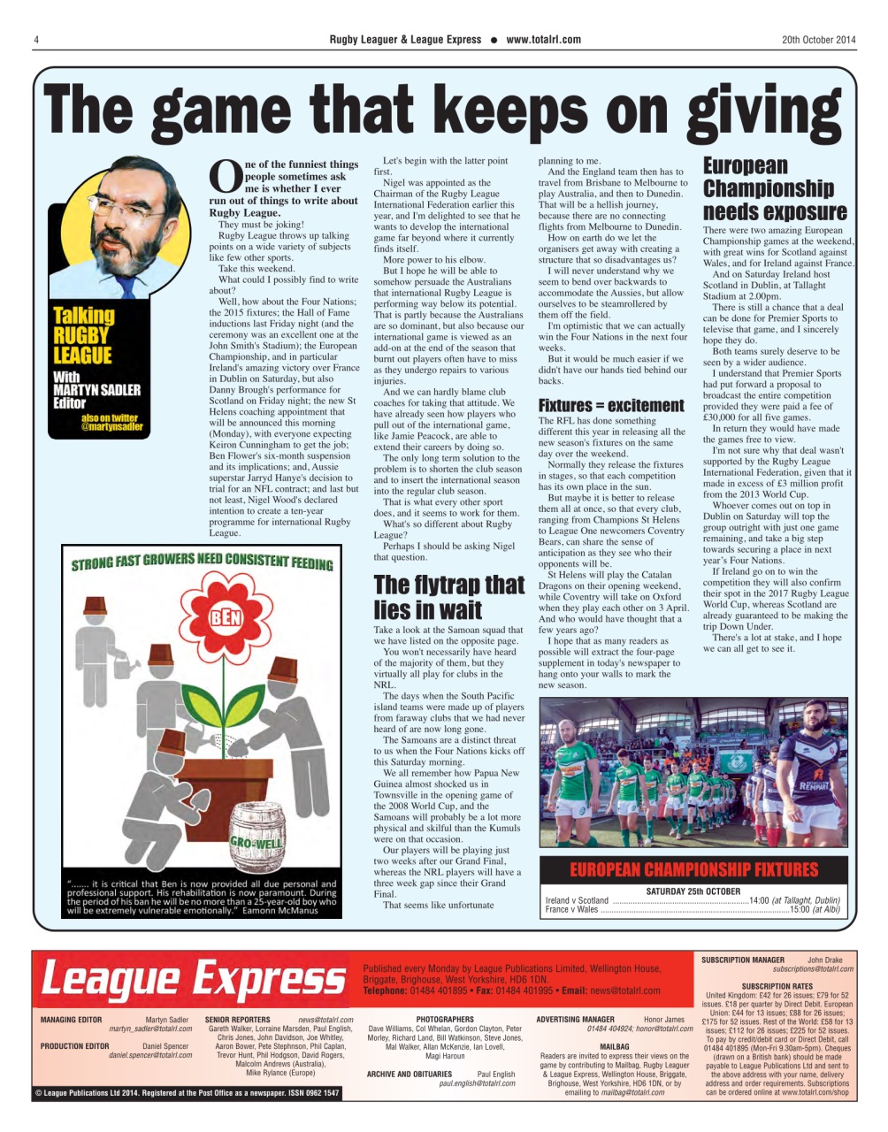 League Express Preview Pages