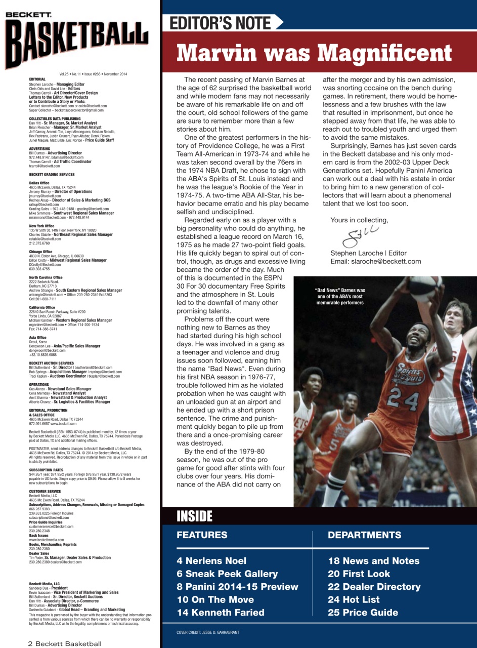 Beckett Basketball Magazine Preview Pages