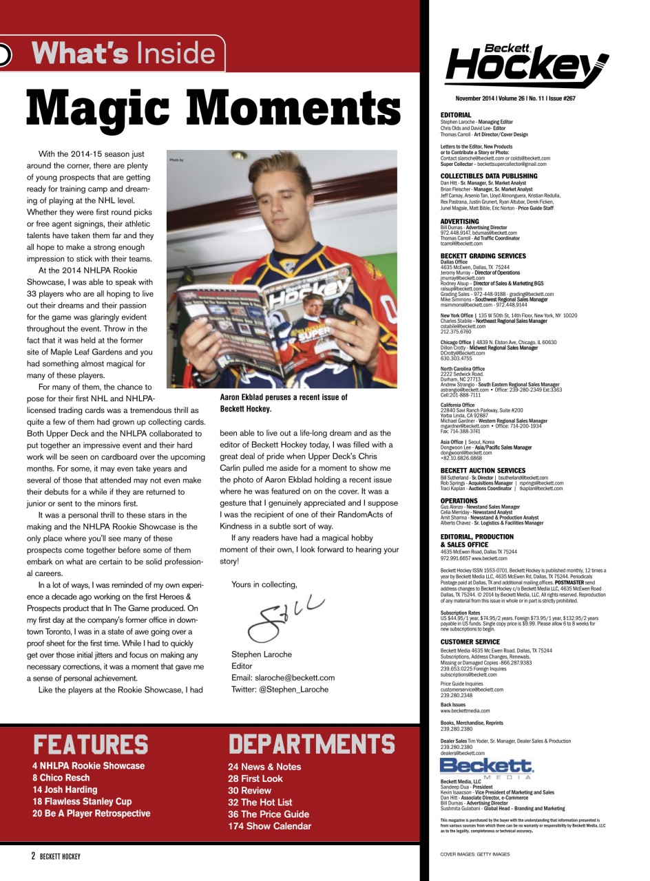 Beckett Hockey Magazine Preview Pages