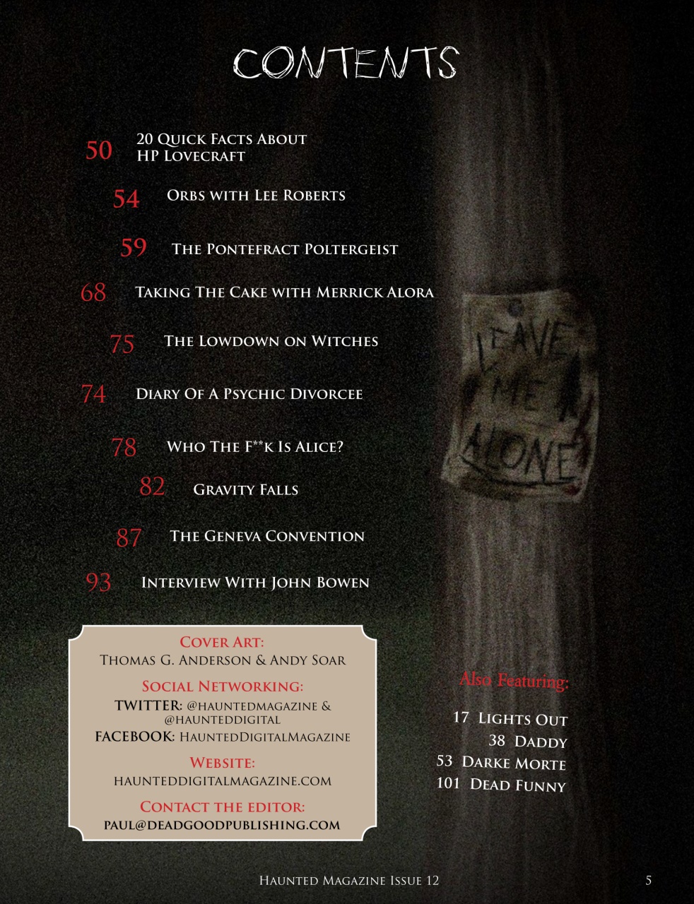 Haunted Magazine Preview Pages
