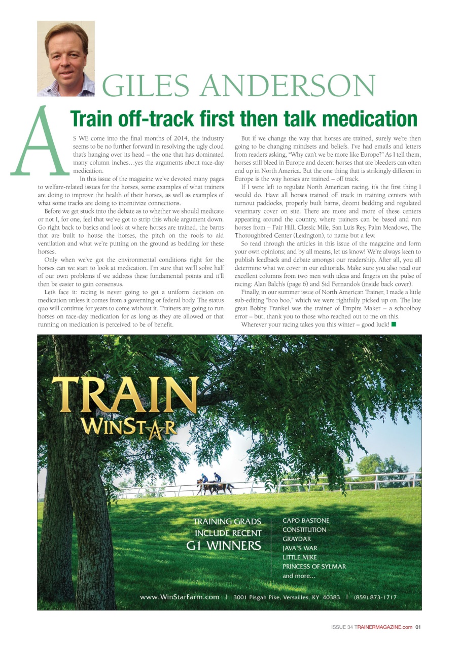 North American Trainer Magazine - horse racing Preview Pages