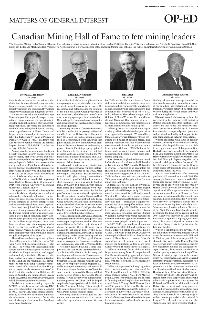 The Northern Miner Preview Pages