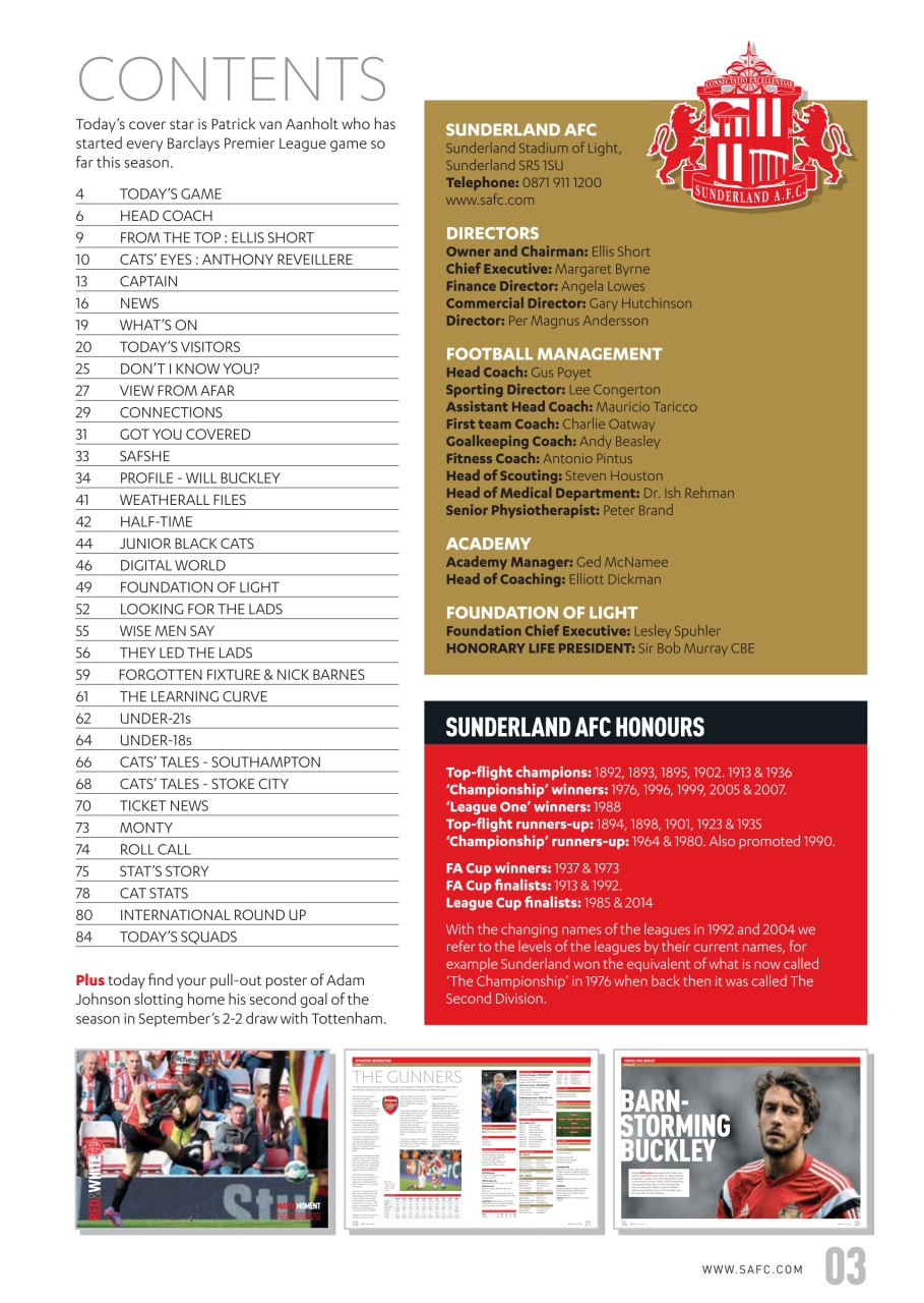 Sunderland FC Preview Pages