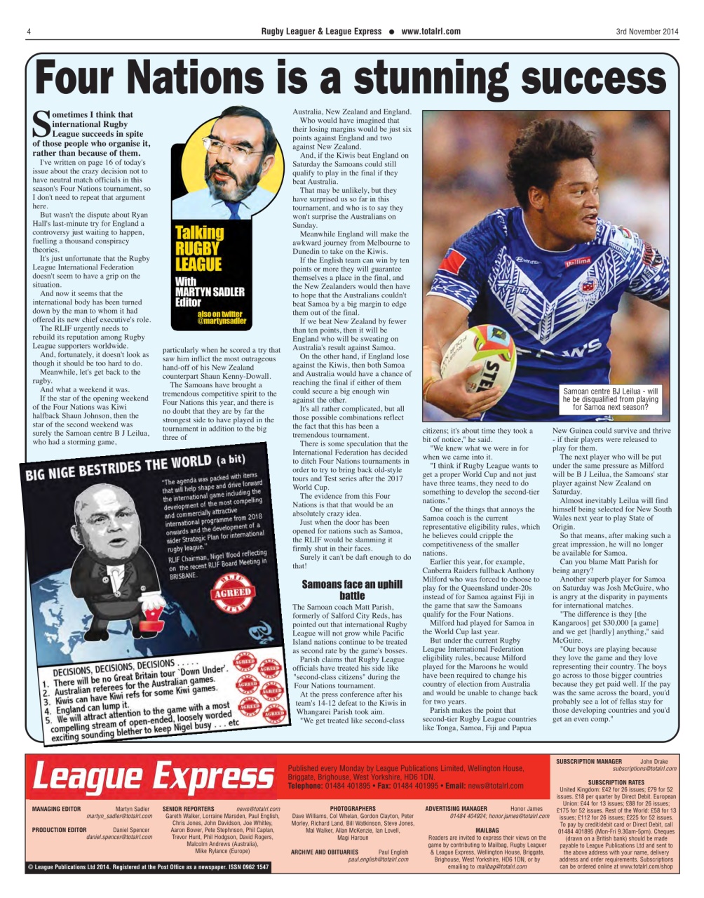 League Express Preview Pages