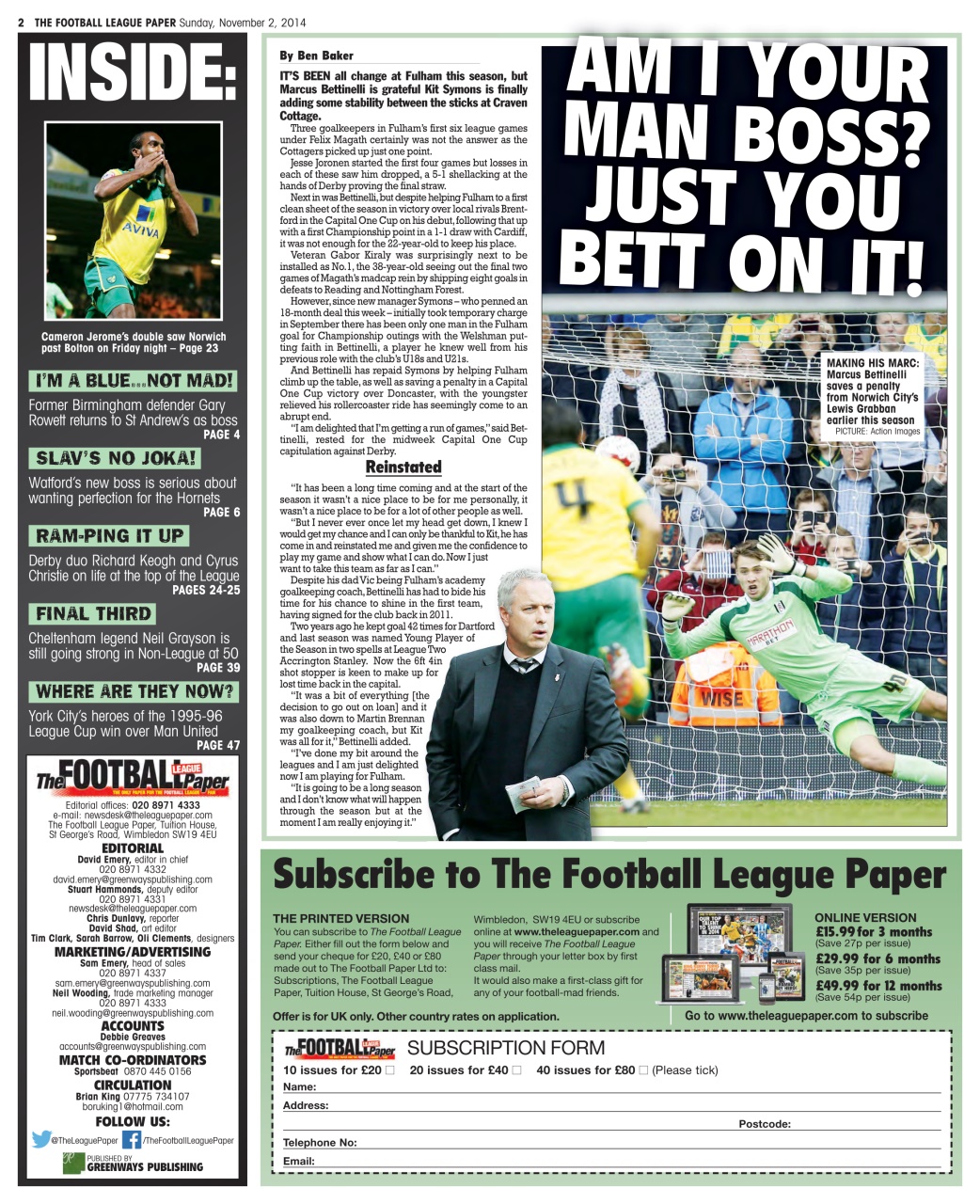 The Football League Paper Preview Pages
