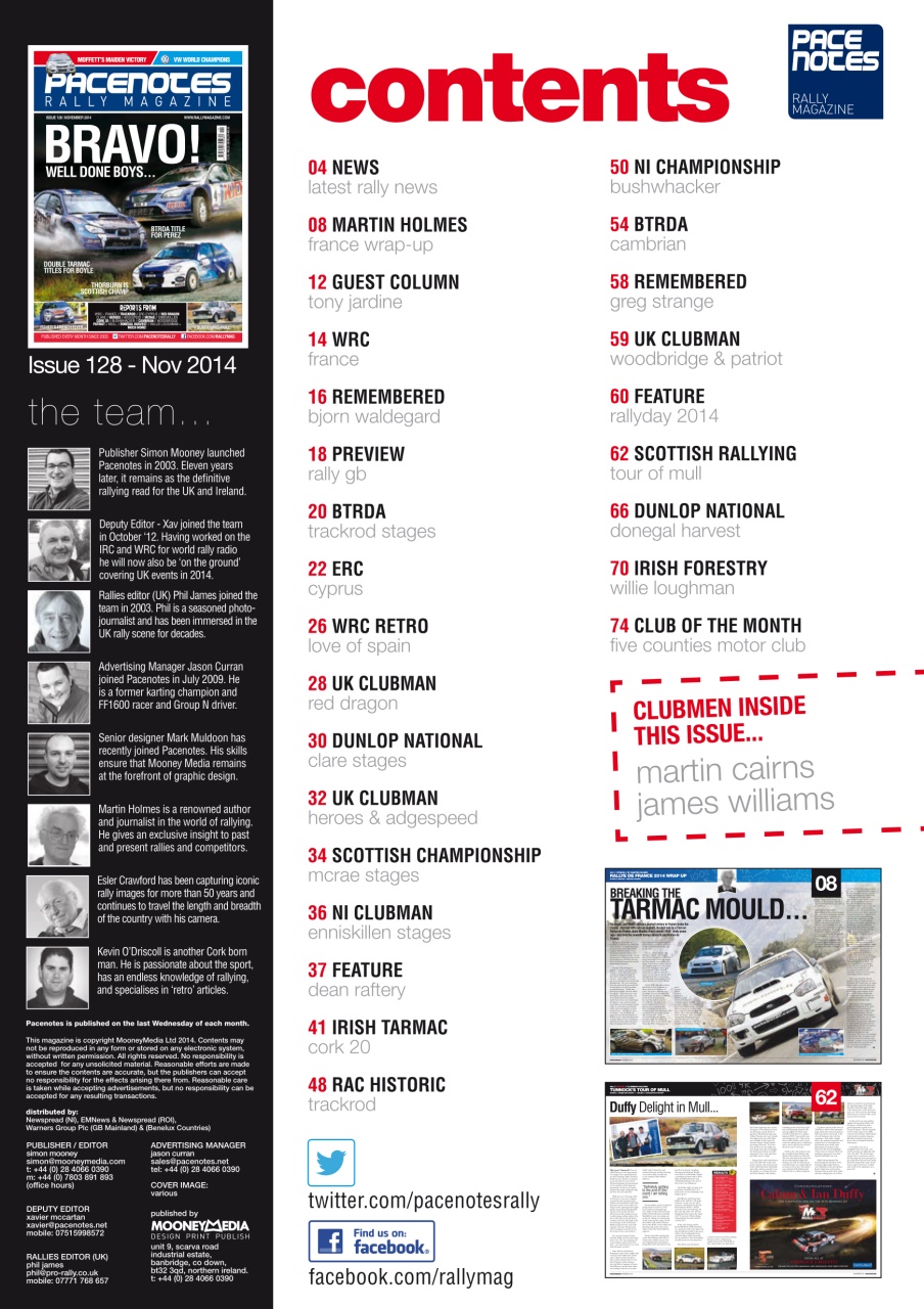 Pacenotes Rally magazine Preview Pages