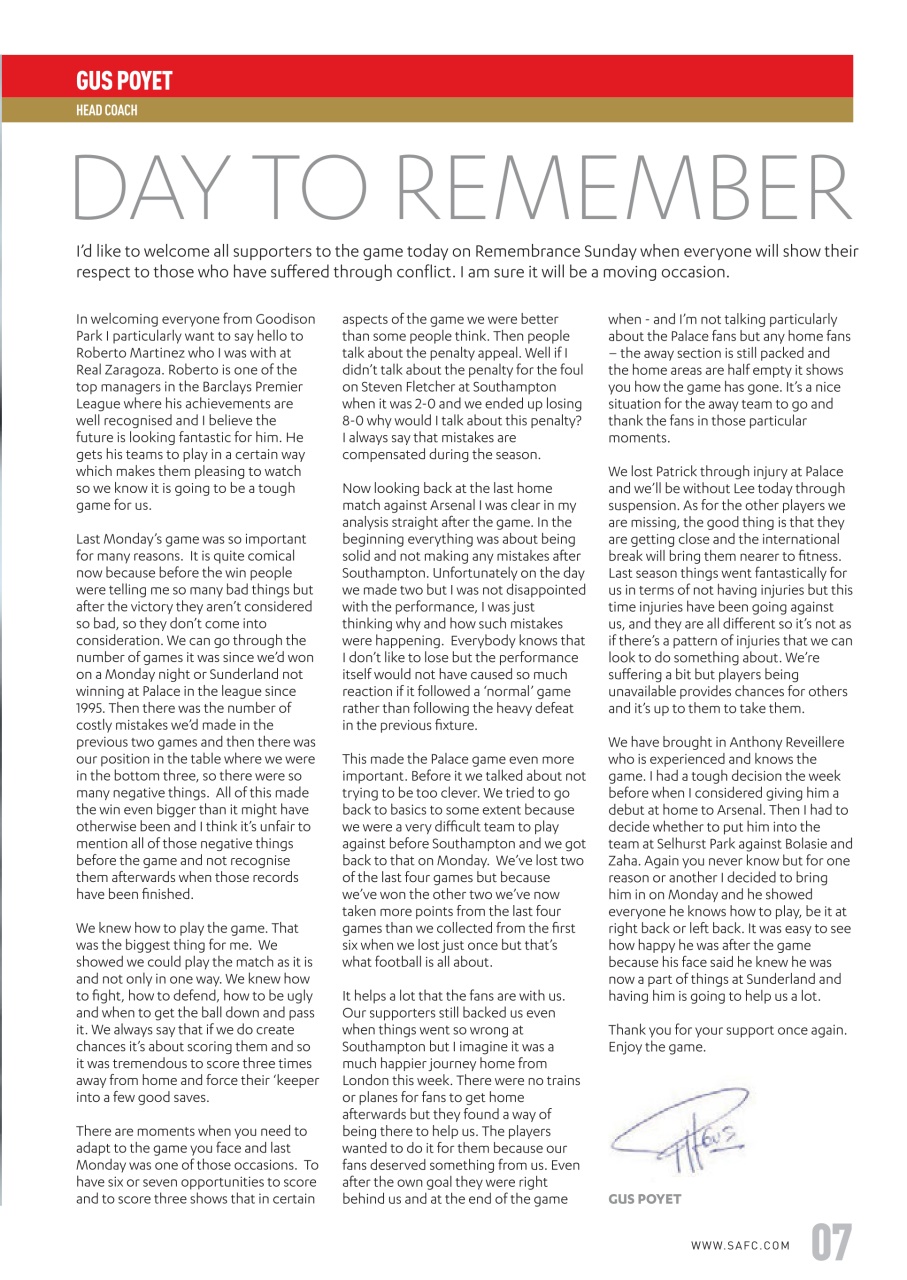 Sunderland FC Preview Pages