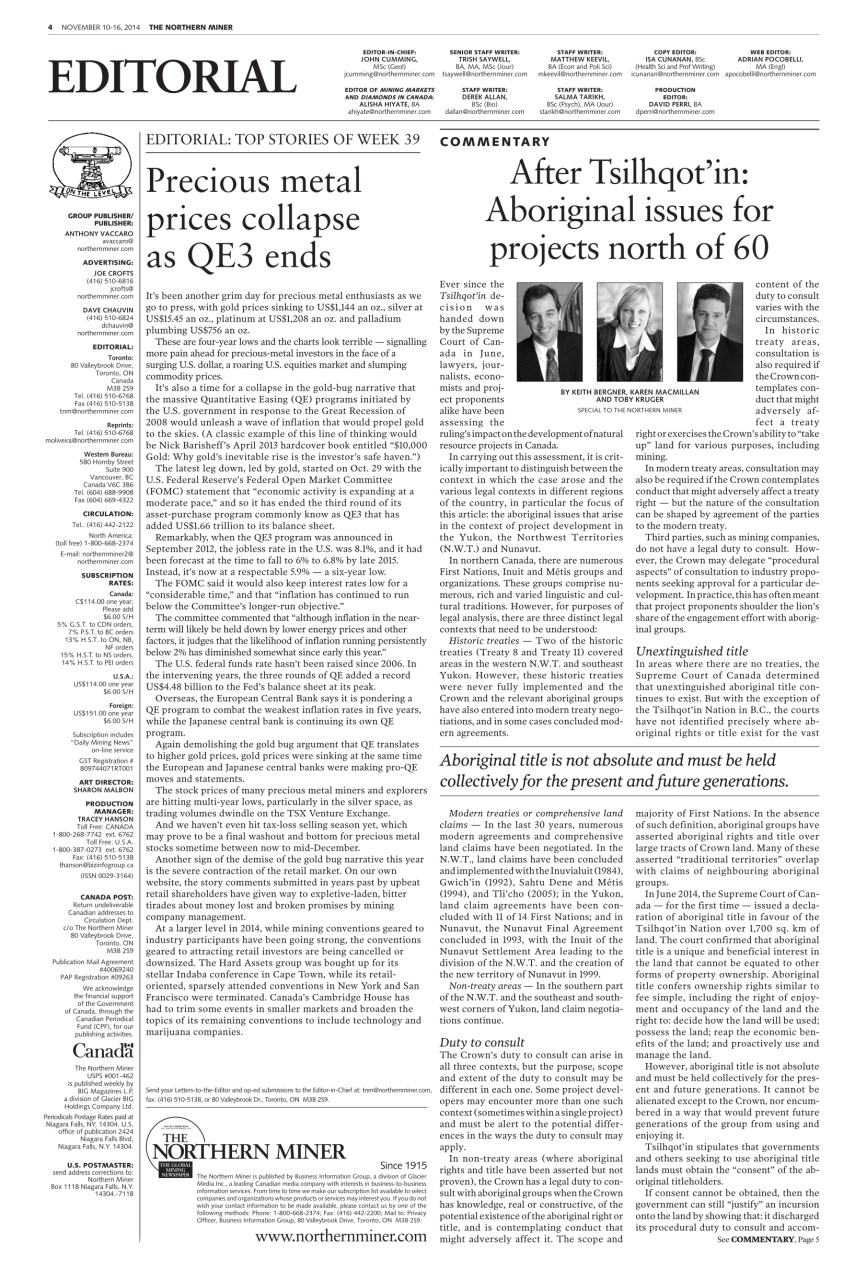 The Northern Miner Preview Pages