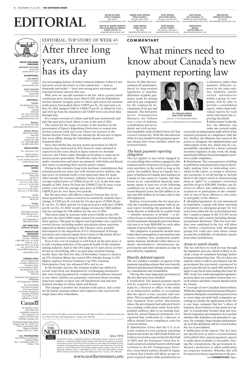 The Northern Miner Preview Pages