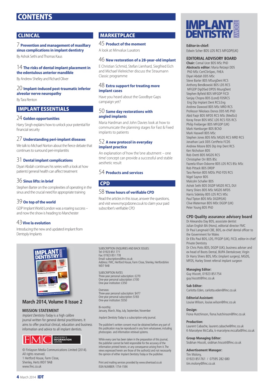 IDT – Implant Dentistry Today Preview Pages