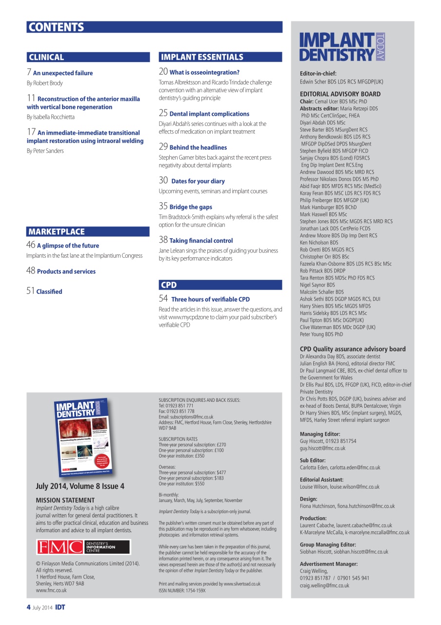 IDT – Implant Dentistry Today Preview Pages