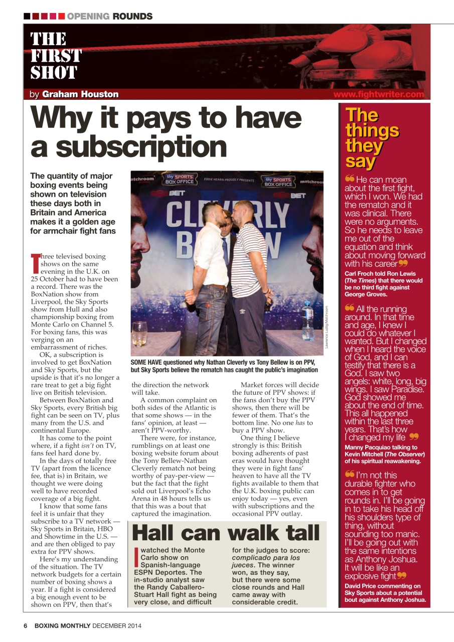 Boxing Monthly Preview Pages
