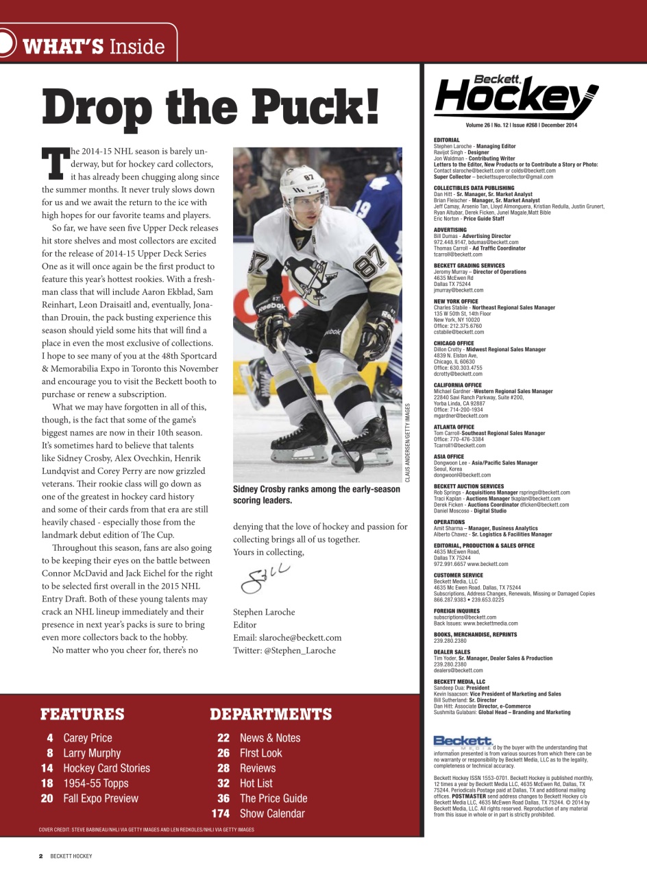 Beckett Hockey Magazine Preview Pages