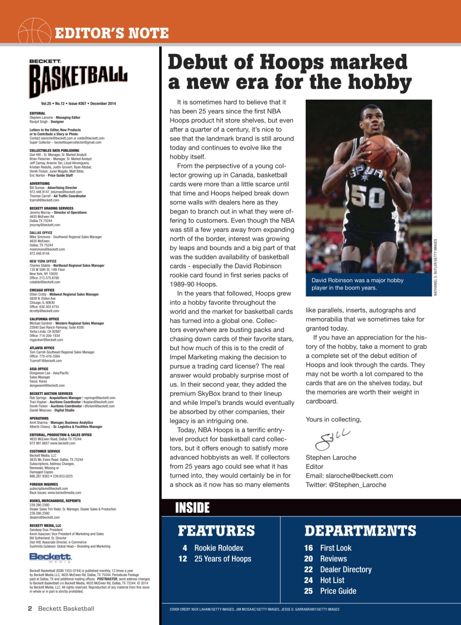 Beckett Basketball Magazine Preview Pages