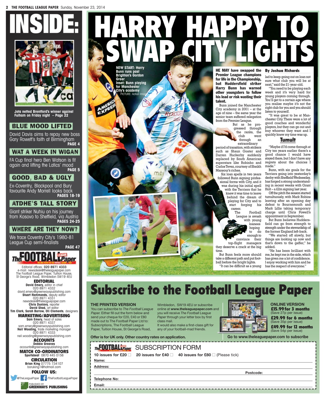The Football League Paper Preview Pages