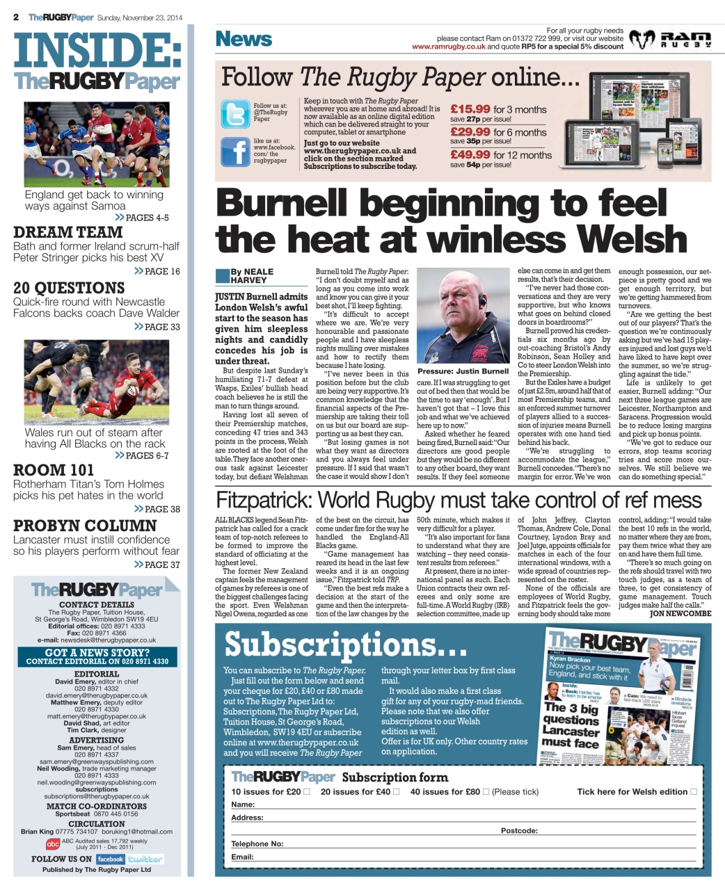 The Rugby Paper Preview Pages