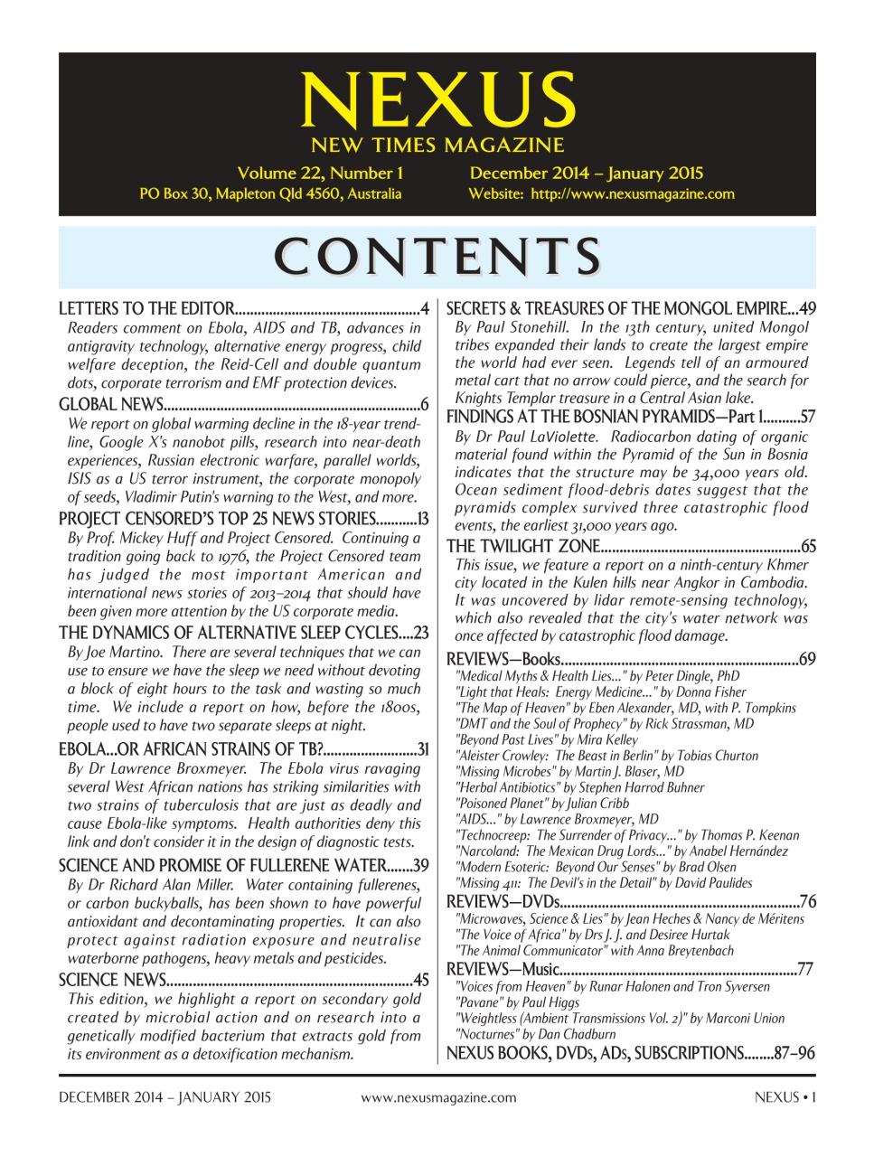 Nexus Magazine Preview Pages