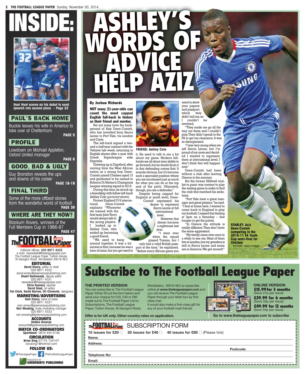 The Football League Paper Preview Pages