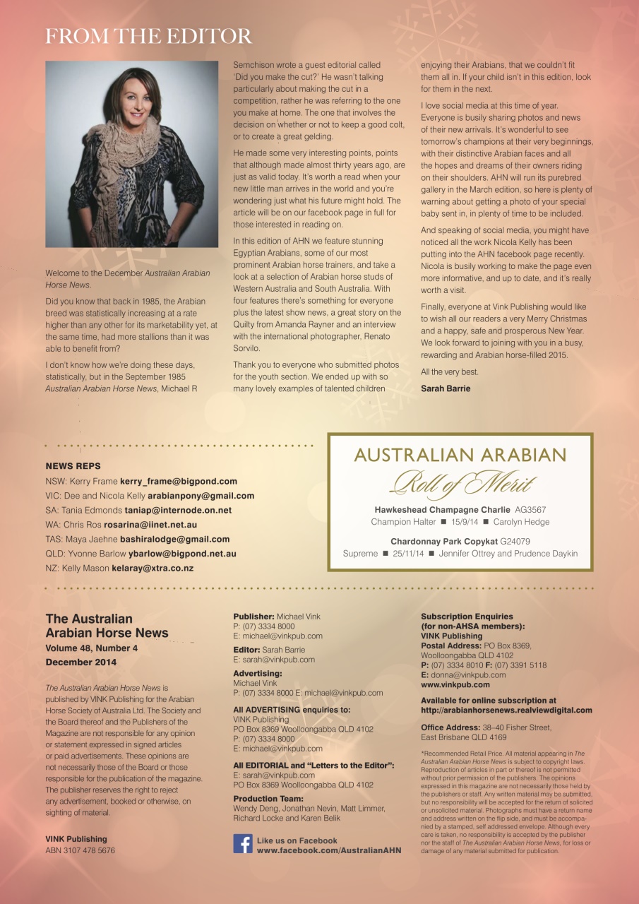 Australian Arabian Horse News Preview Pages