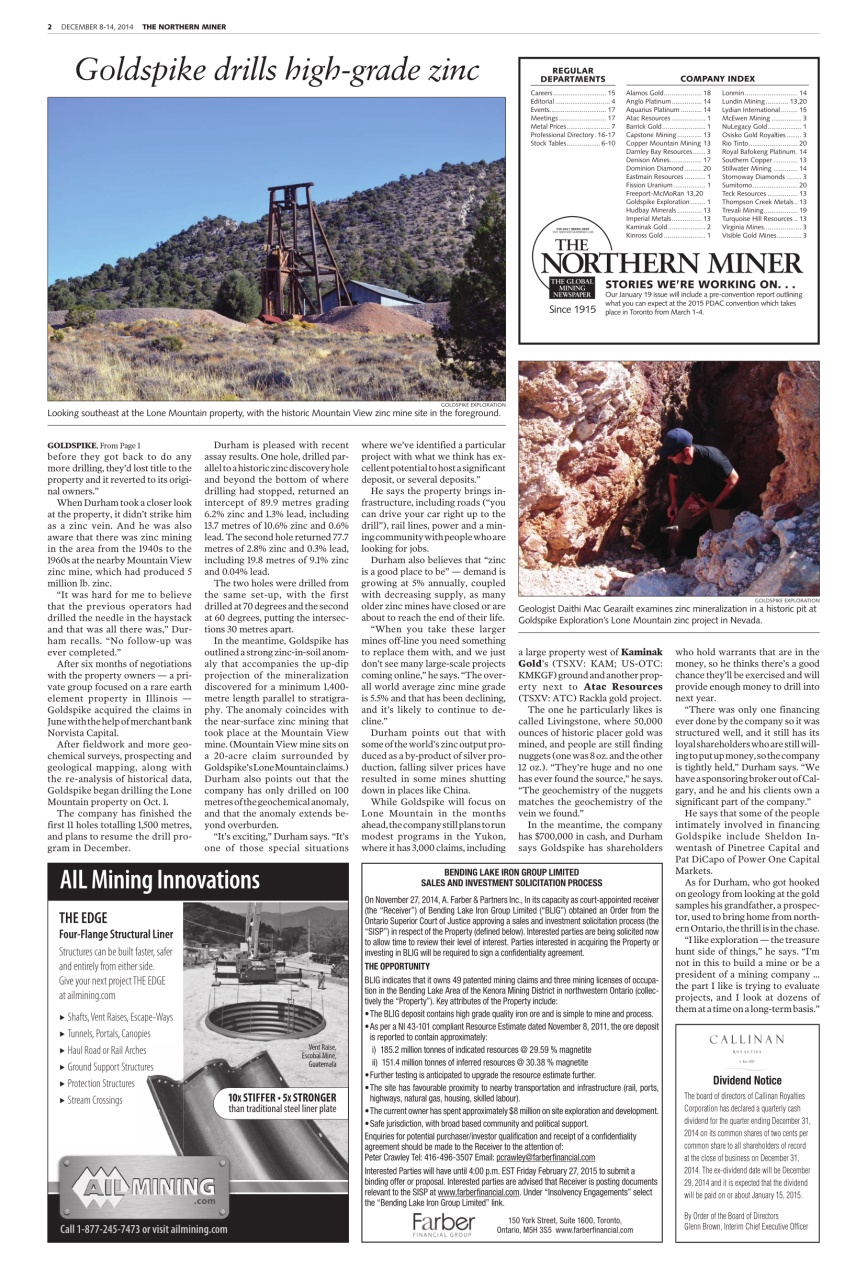 The Northern Miner Preview Pages