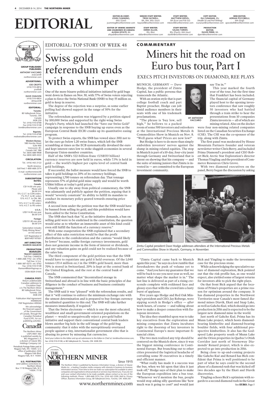 The Northern Miner Preview Pages