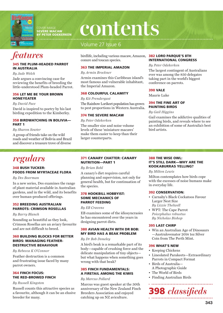 Australian Birdkeeper Magazine Preview Pages