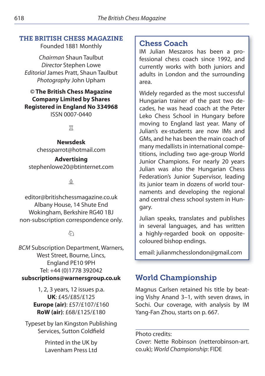British Chess Magazine Preview Pages