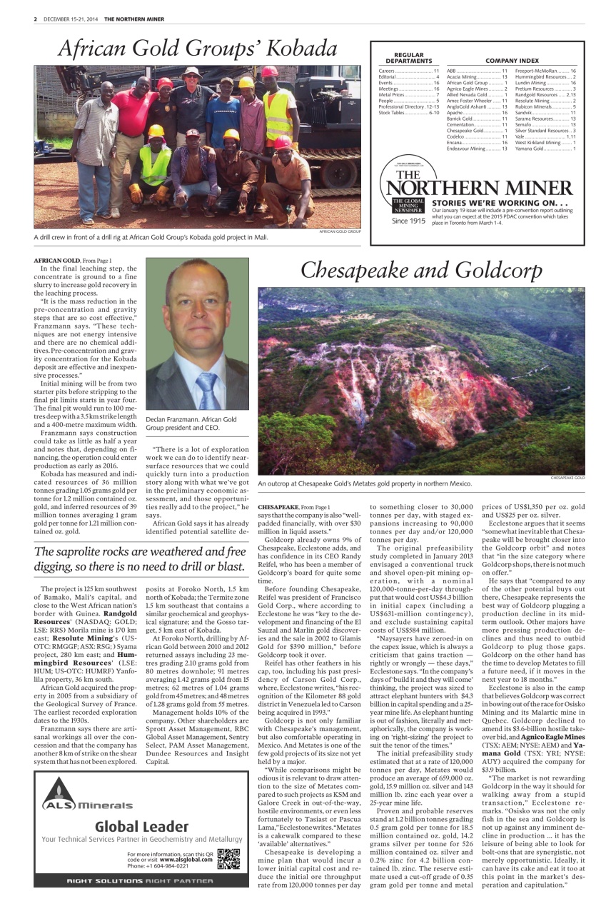 The Northern Miner Preview Pages