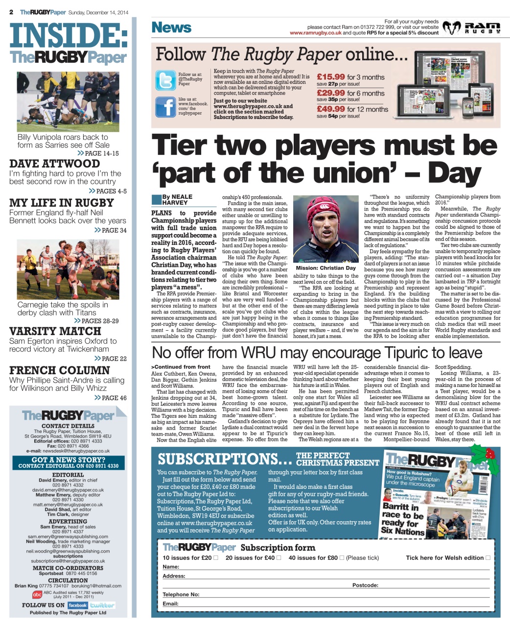 The Rugby Paper Preview Pages