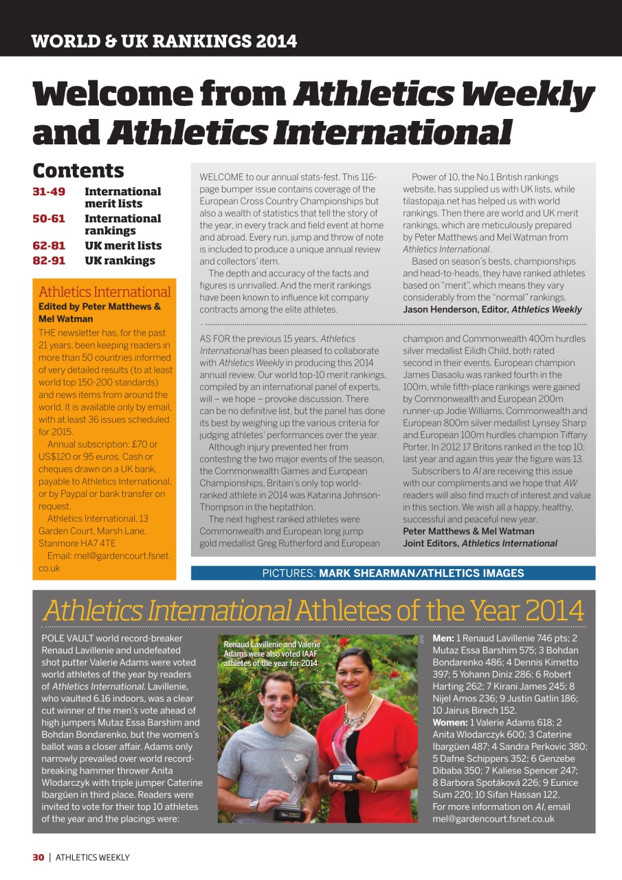 AW – Athletics Weekly Magazine Preview Pages
