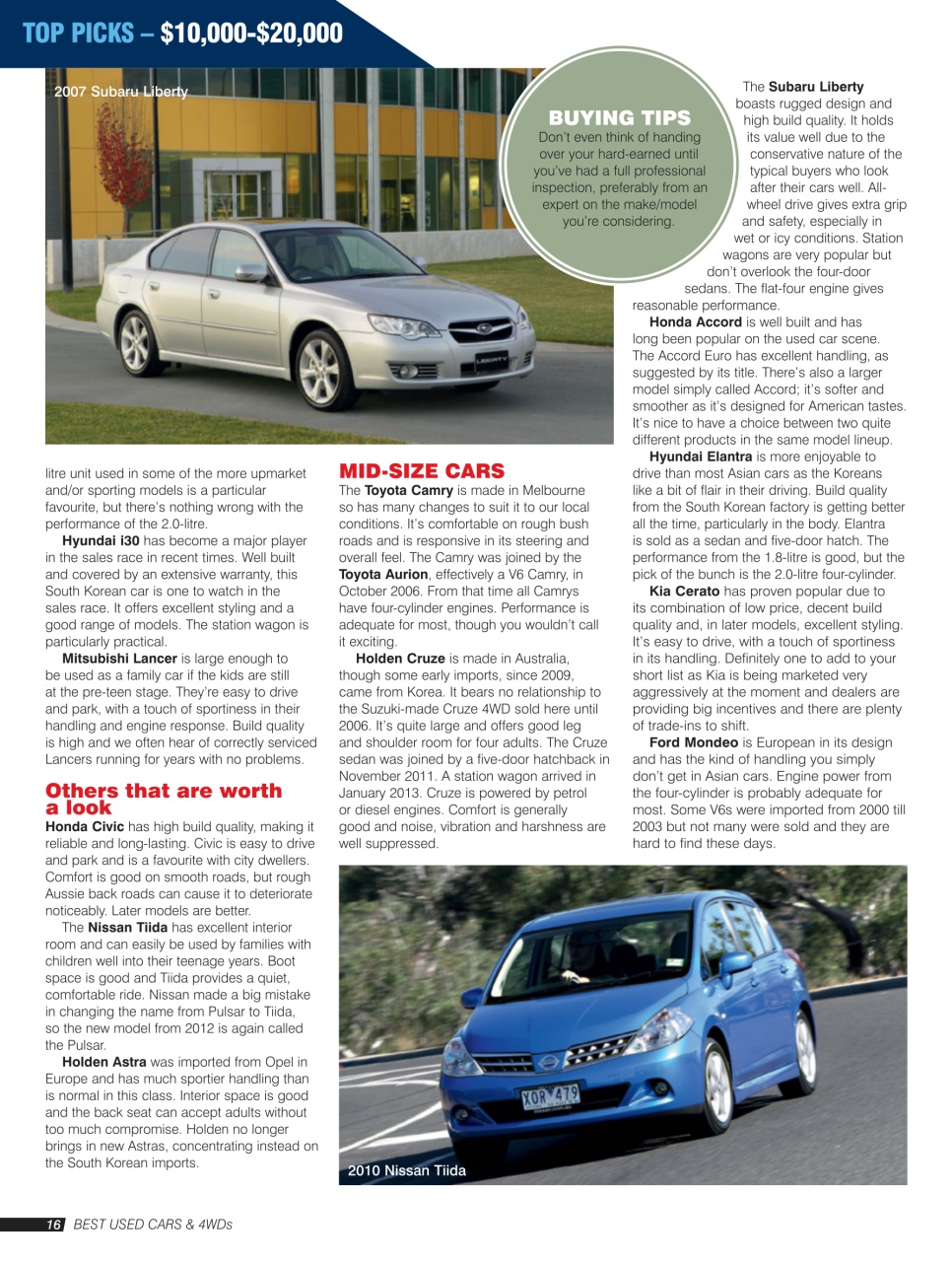 Australia's Best Used Cars and 4WDs Preview Pages