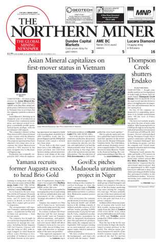 The Northern Miner issue Vol. 100 No. 45