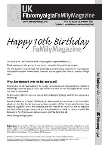 Fibromyalgia Magazine issue October 2010