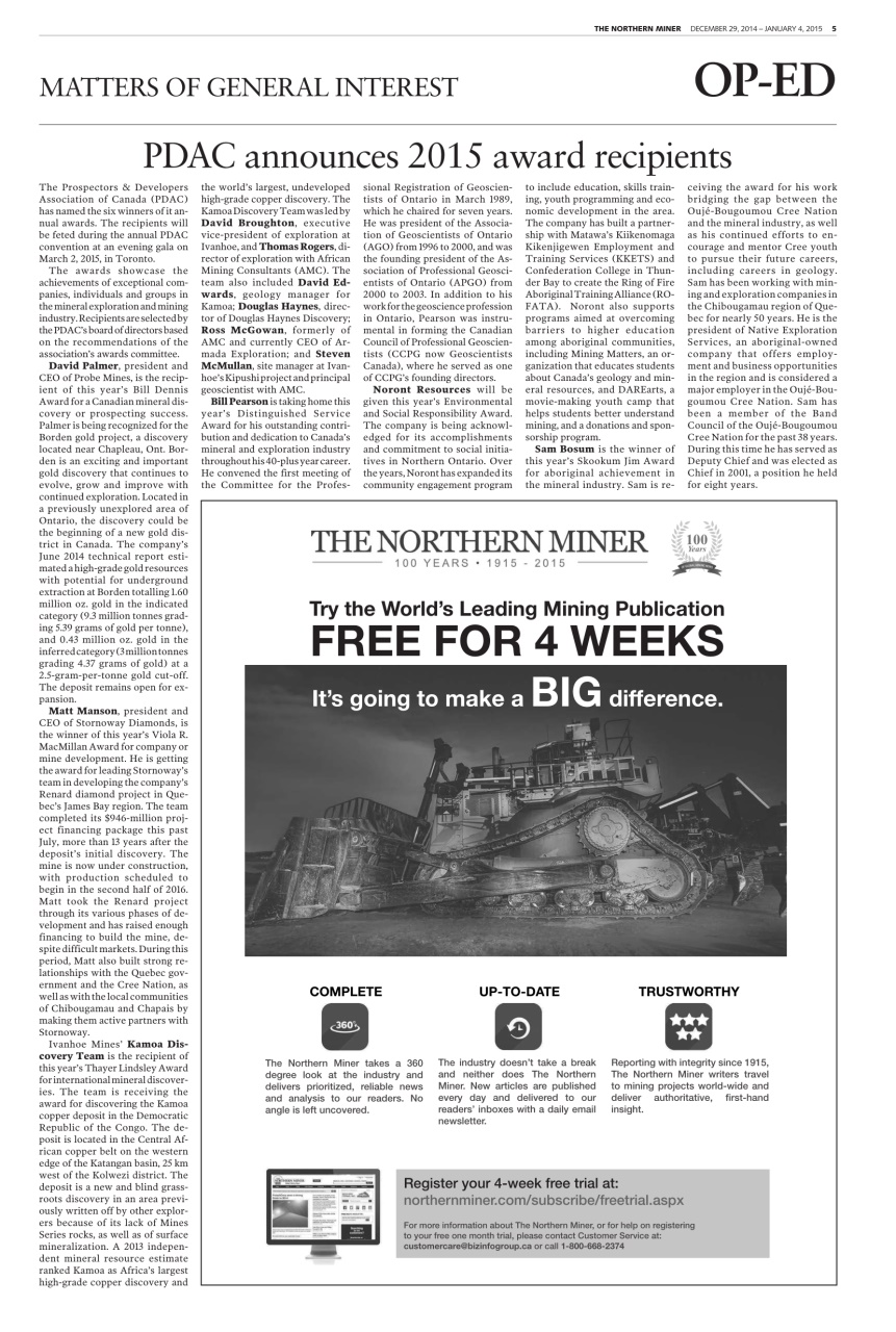 The Northern Miner Preview Pages