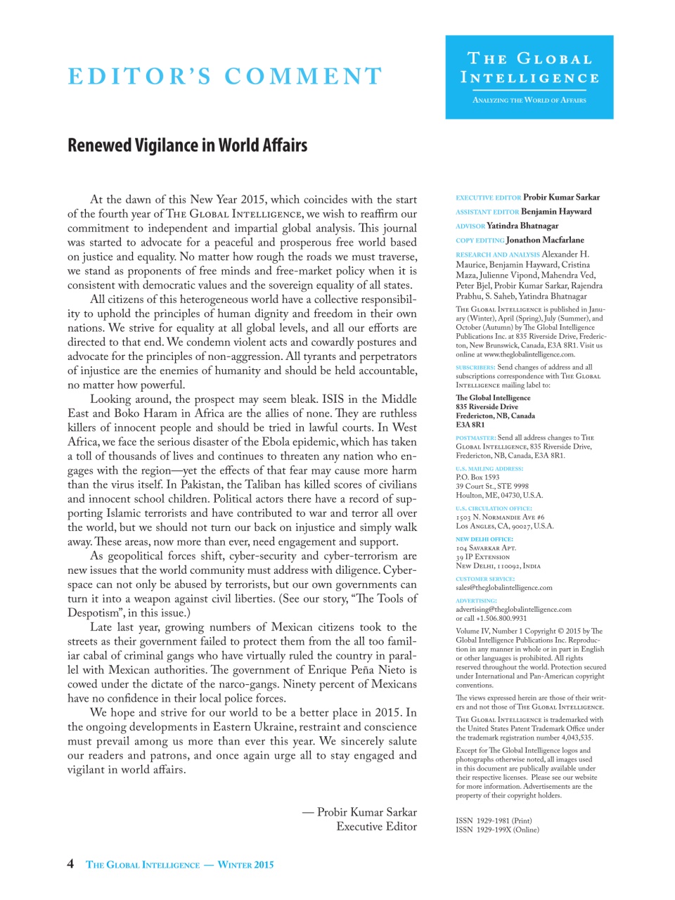 The Global Intelligence Preview Pages