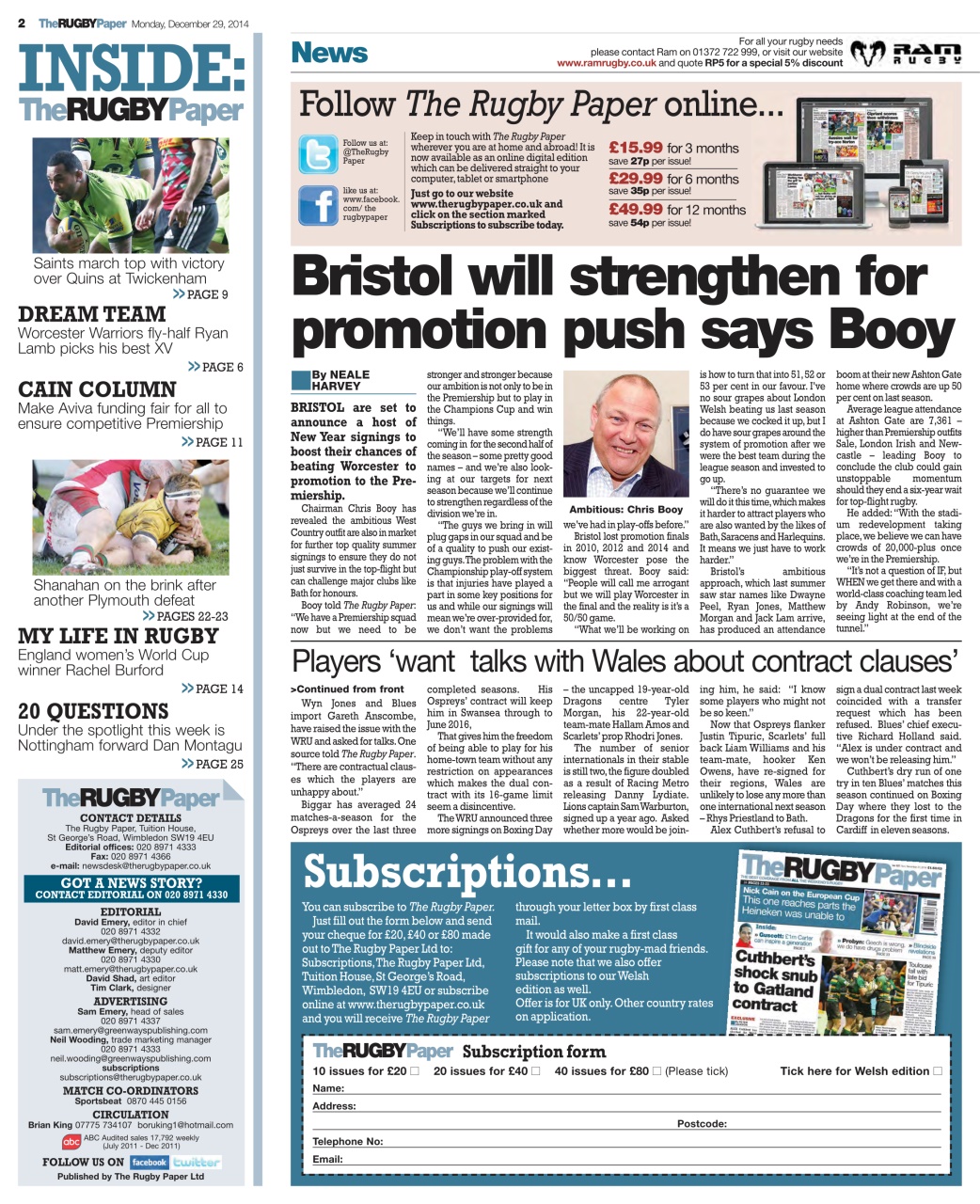 The Rugby Paper Preview Pages