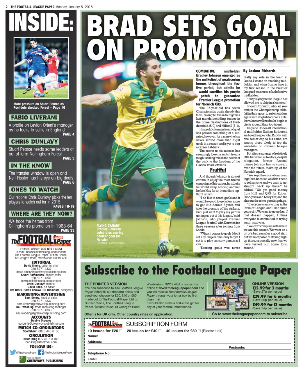 The Football League Paper Preview Pages