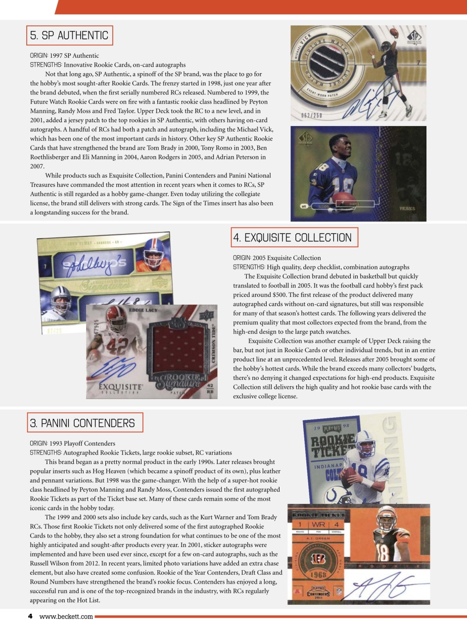 Beckett Football Magazine Preview Pages