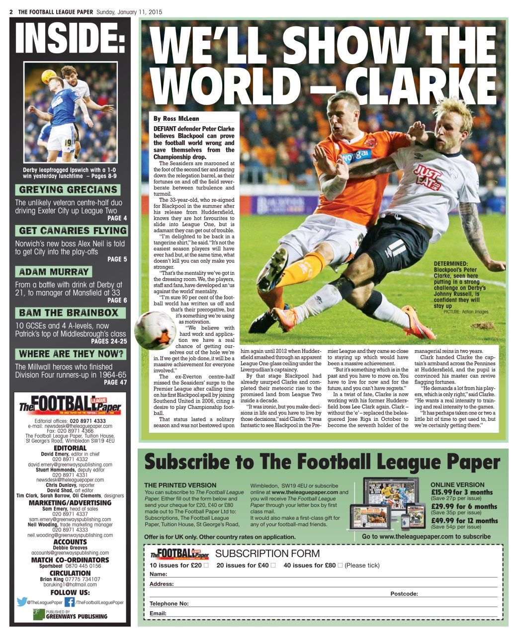 The Football League Paper Preview Pages