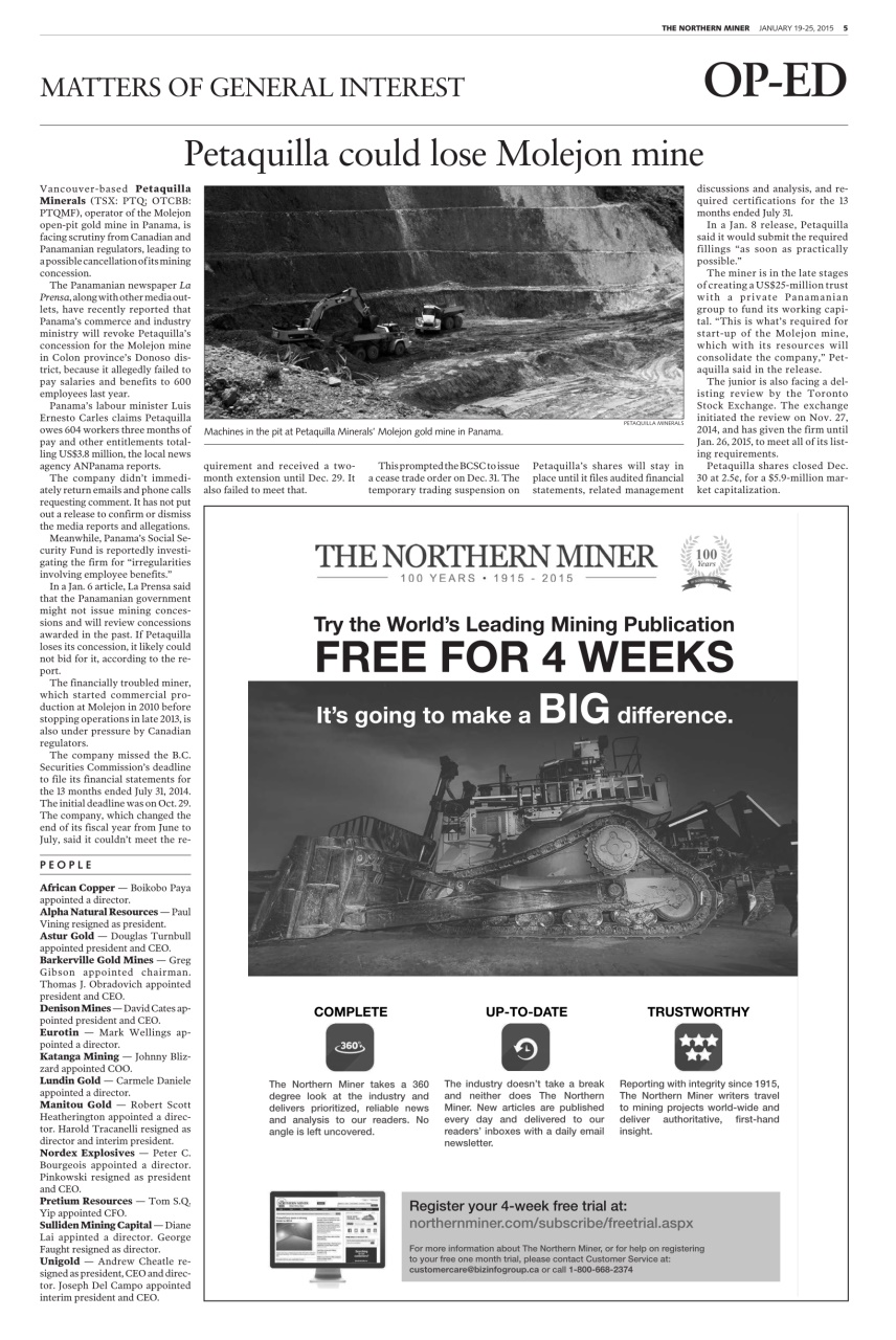 The Northern Miner Preview Pages