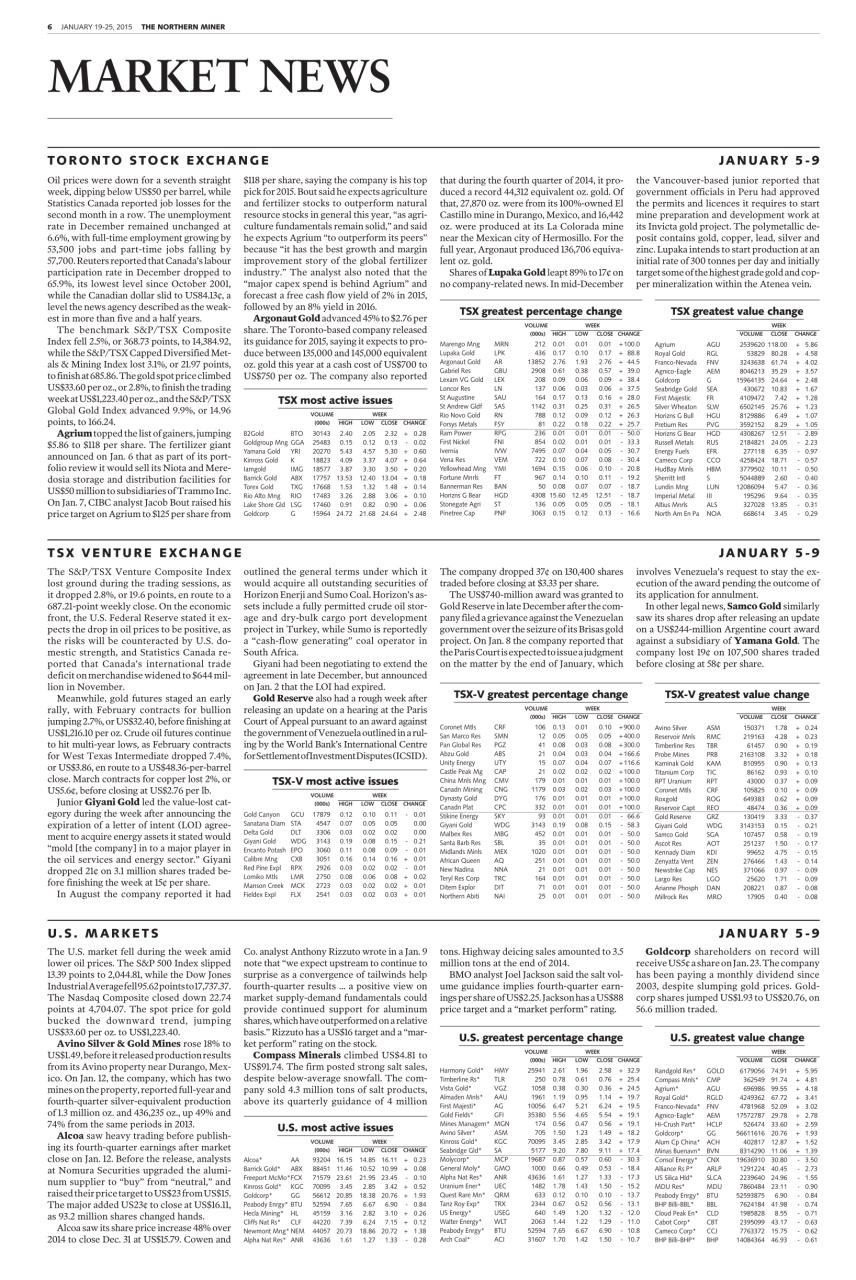 The Northern Miner Preview Pages