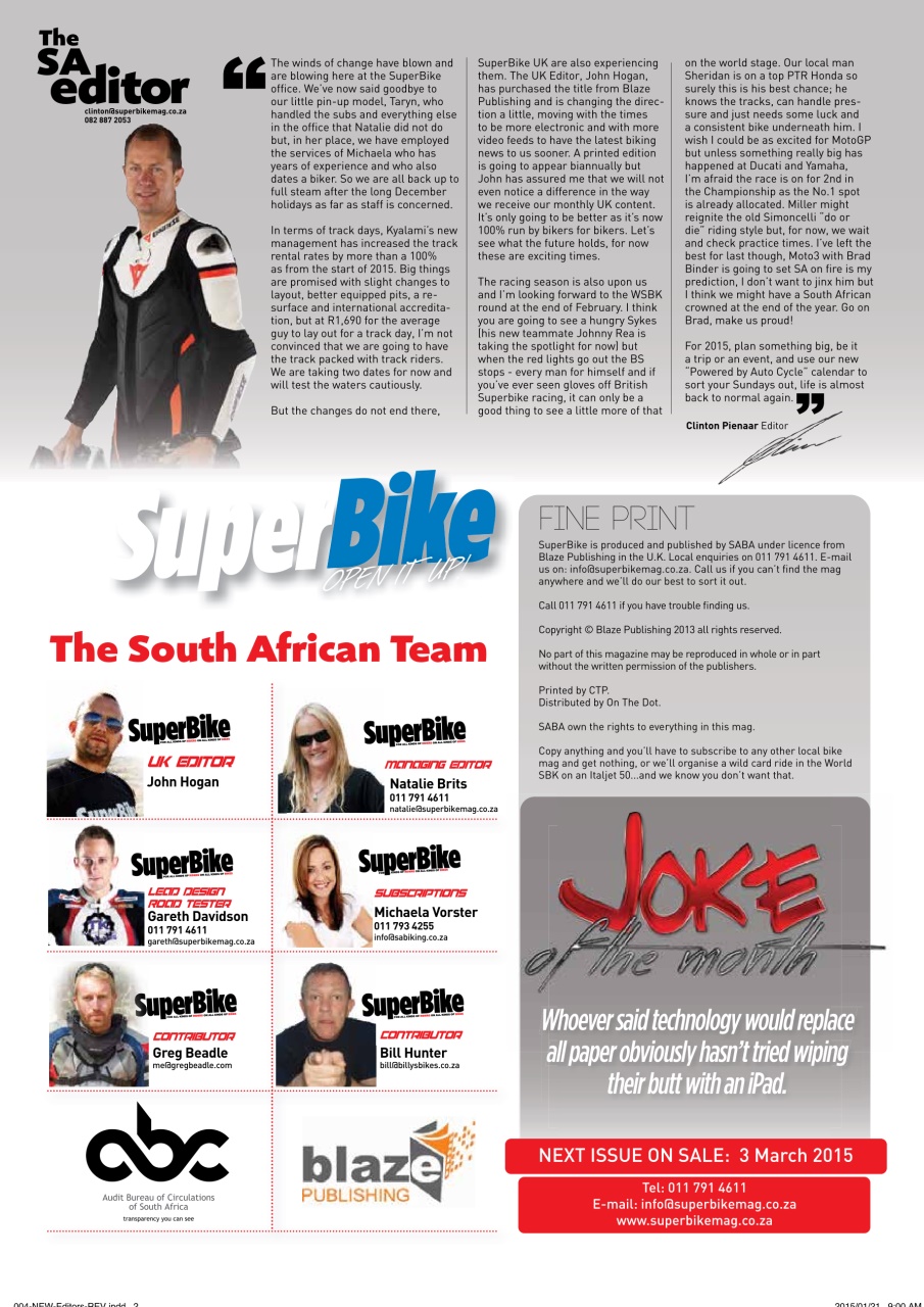 SuperBike South Africa Preview Pages