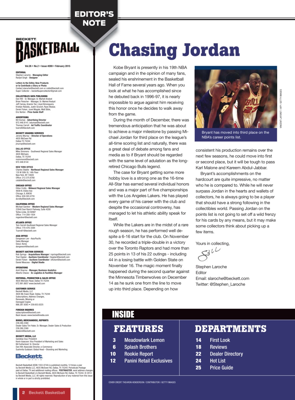 Beckett Basketball Magazine Preview Pages