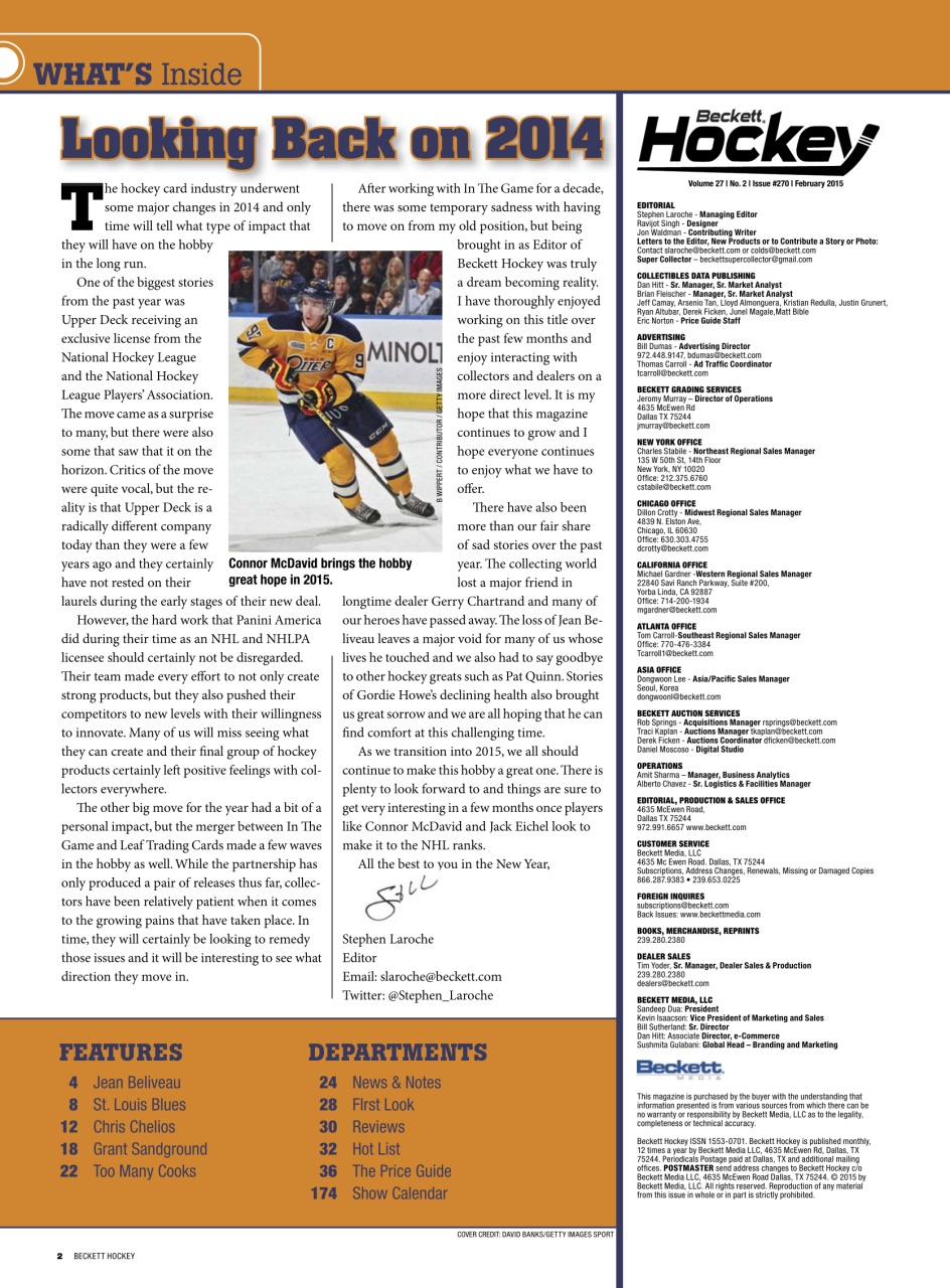 Beckett Hockey Magazine Preview Pages