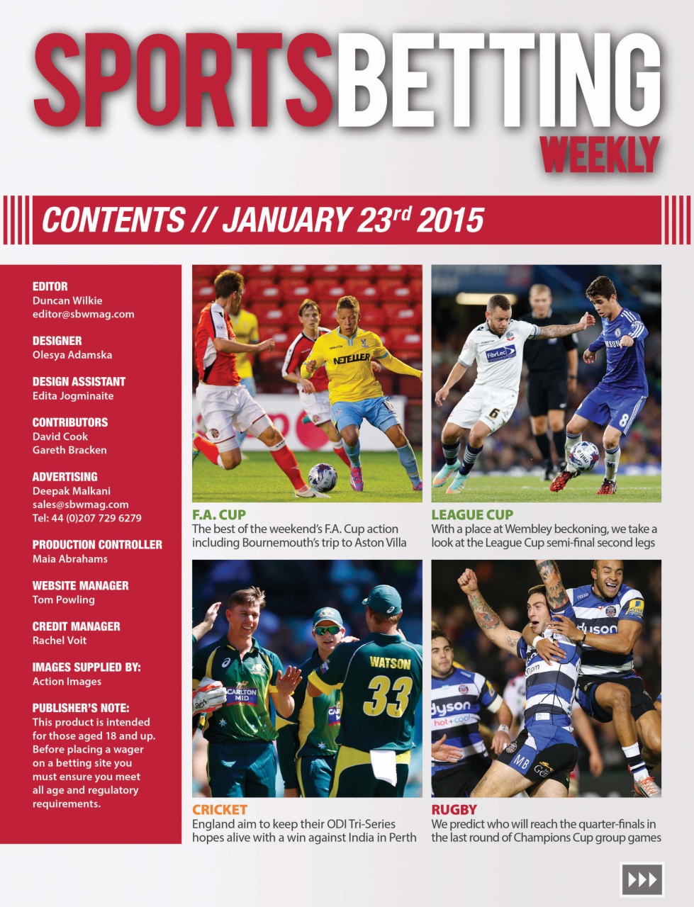 Sports Betting Weekly Preview Pages