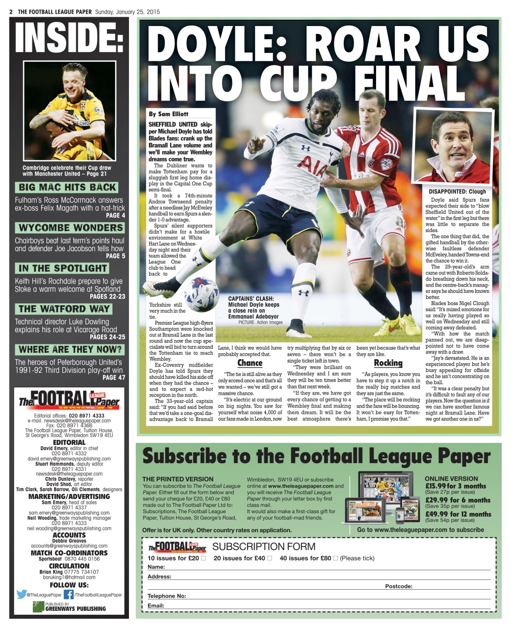 The Football League Paper Preview Pages